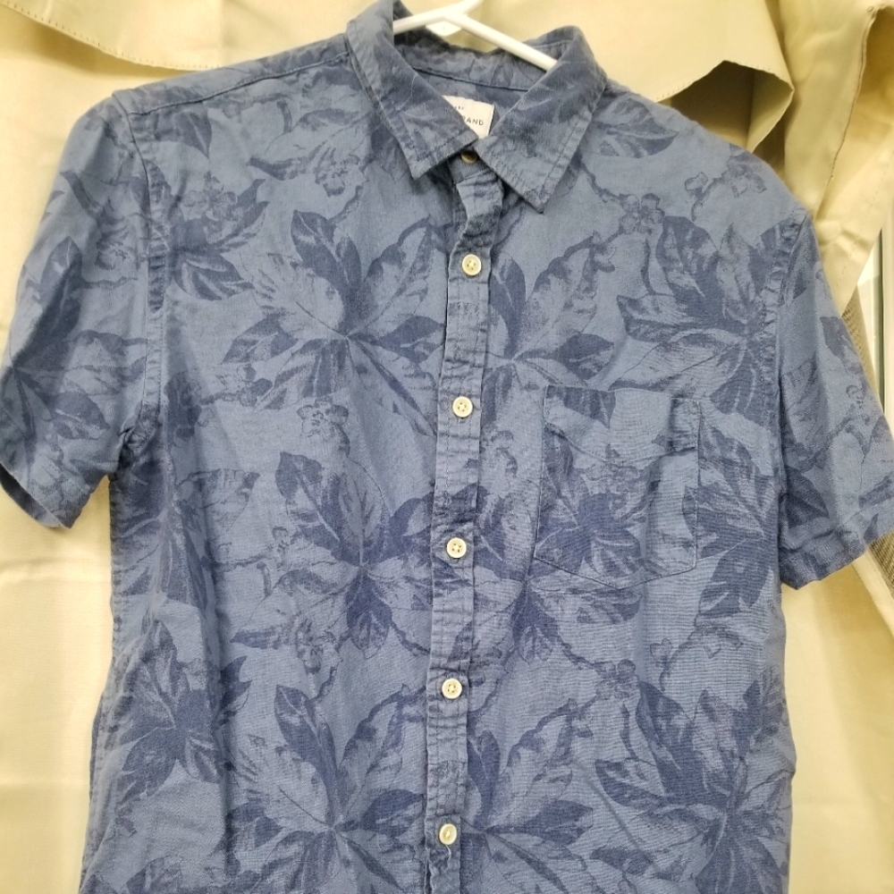 Lucky Brand Linen Blend Mens design Button Up Shirt